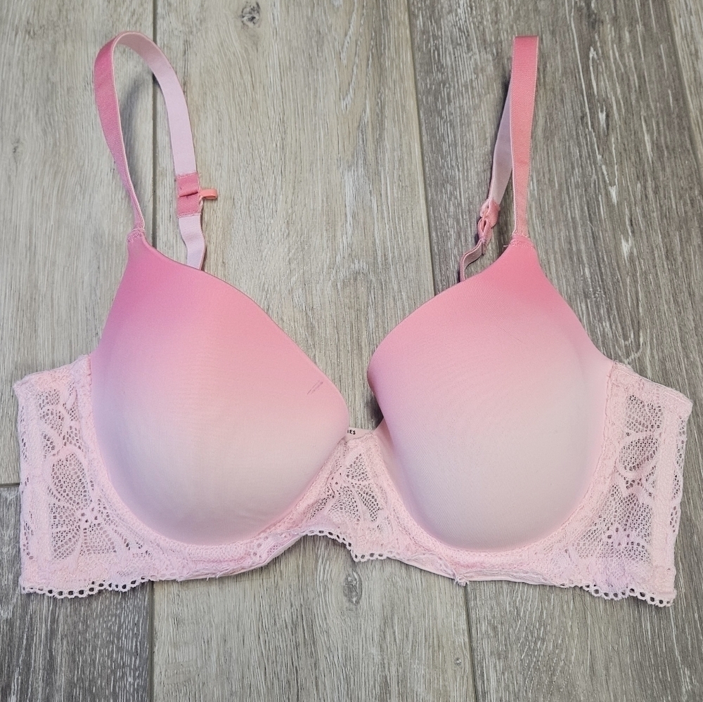 No Boundaries Convertible Racer Back Tee shirt Underwire Bra 34D Ombre Pink